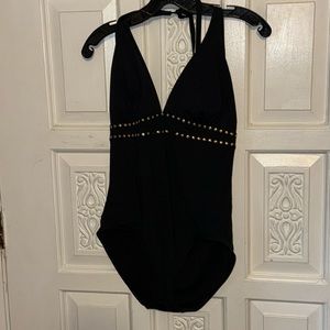 Michael Michael Kors Black Halter Top Tie Style Studded One Piece Size 14